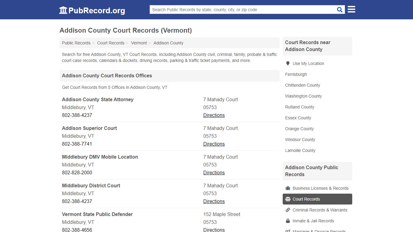Free Addison County Court Records (Vermont Court Records)