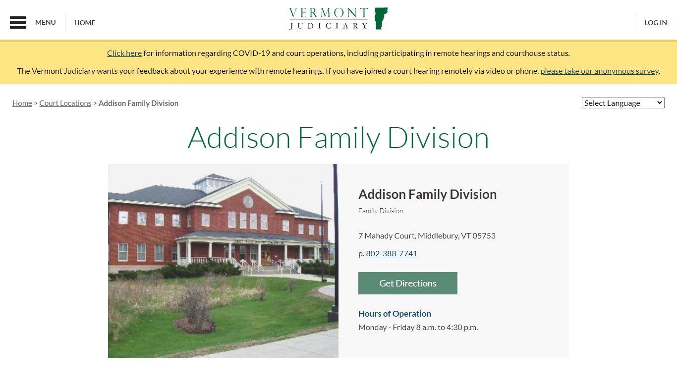 Addison Family Division | Vermont Judiciary